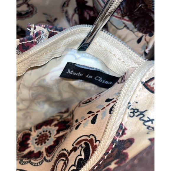 BRIGHTON Croc Embossed Brown Pebbled Leather Silver Accented Shoulder Hand Bag - Picture 12 of 13